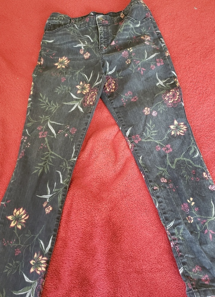 Black floral jeans